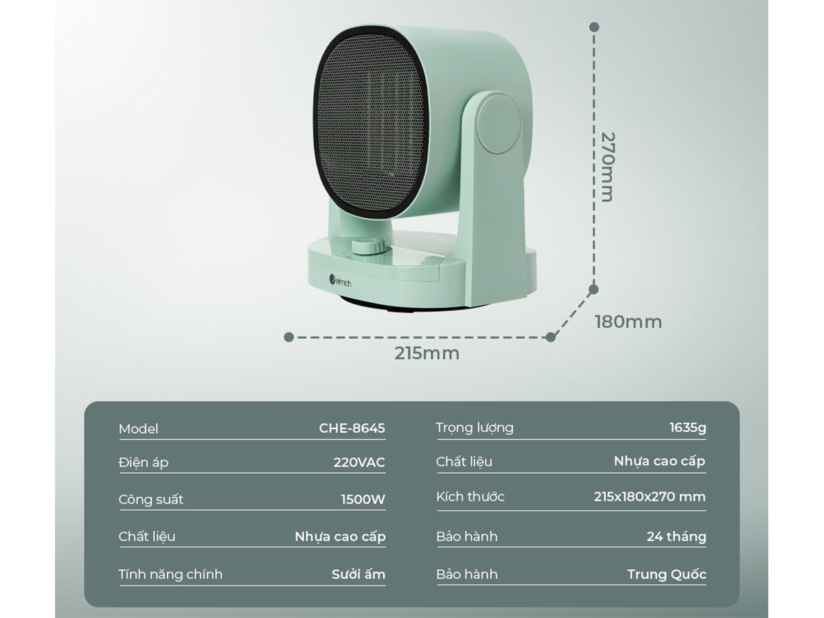 Máy sưởi gốm Elmich CHE-8645