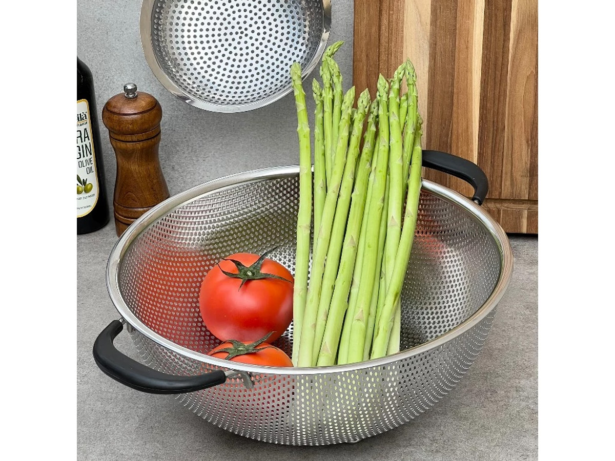 Rổ inox 2 tay cầm có chân Kaiyo 28.5cm KIB-6070