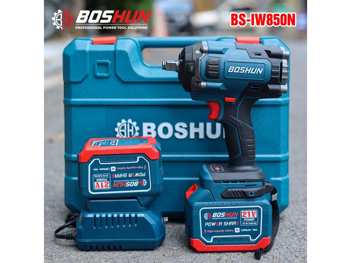 Máy siết bu lông Boshun BS-IW850N (2 pin, 1 sạc)