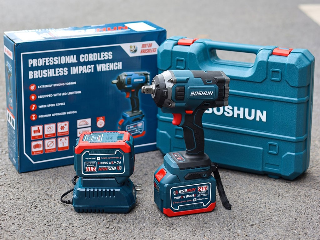 Máy siết bu lông Boshun BS-IW850N (2 pin, 1 sạc)