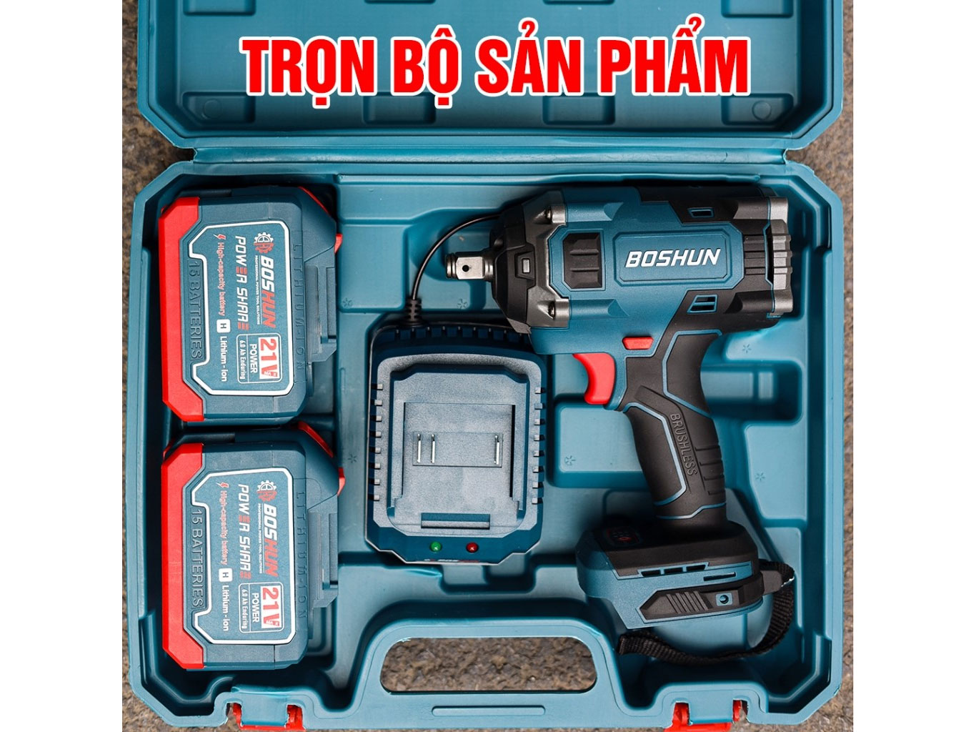 Máy siết bu lông Boshun BS-IW850N (2 pin, 1 sạc)