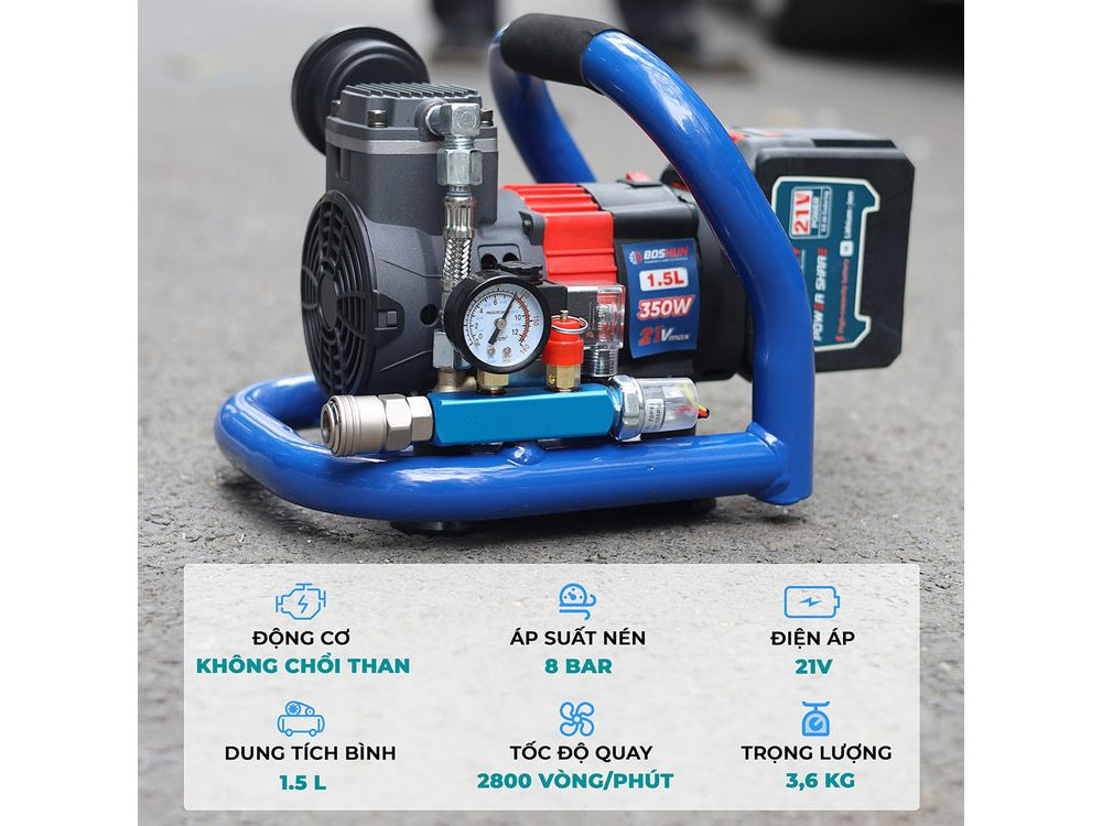 Máy nén khí chạy pin Boshun BS-NK15BL (1.5 lít)