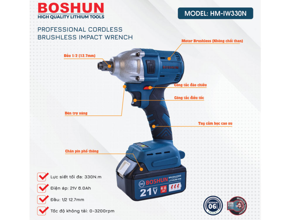 Máy siết bu lông Boshun BS-IW330N