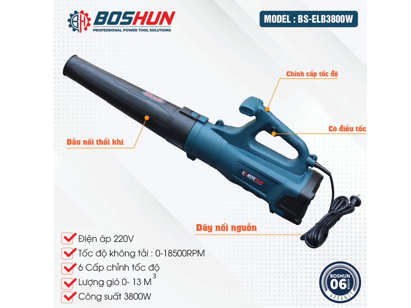 Máy thổi lá điện Boshun BS-ELB3800W