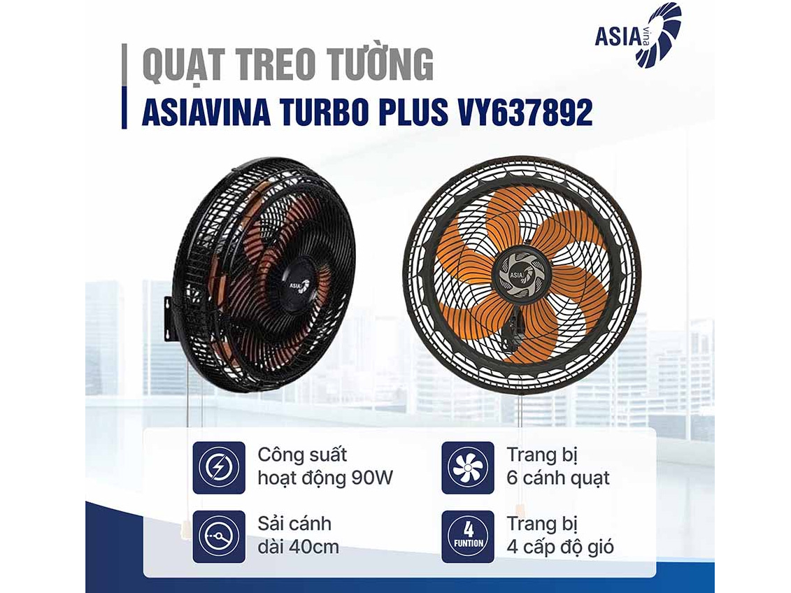 Quạt treo tường ASIAVINA Turbo Plus VY637892