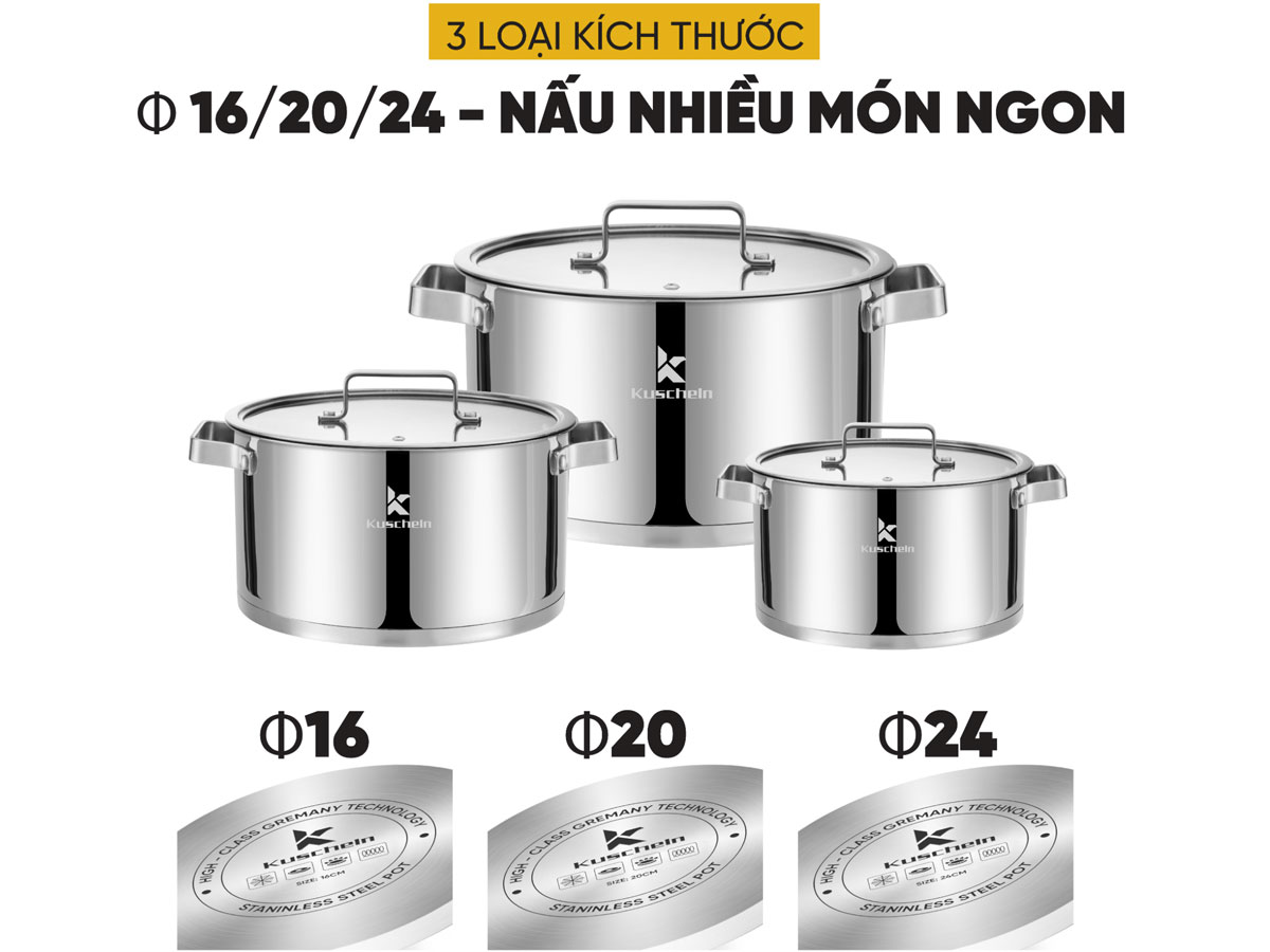 Bộ nồi inox 5 đáy Kuscheln KSP053-5D