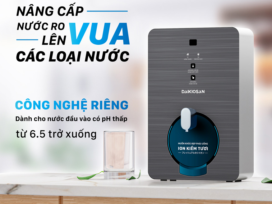 Máy biến đổi nước RO thành nước ion kiềm tươi Daikiosan DN070 (cho vùng pH thấp)