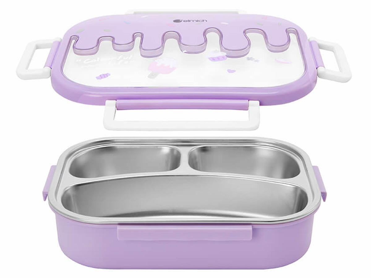 Hộp cơm cho trẻ em 3 ngăn inox 304 Elmich Babycare EL-0009N3 (650ml)