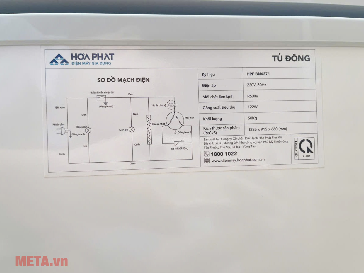 Tủ đông Hòa Phát 2 ngăn 2 cánh HPF BN6271 - 271 lít