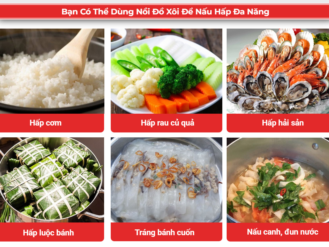 Nồi hấp xôi 100 lít inox 304 điện liền 1 tầng 20 kg/mẻ