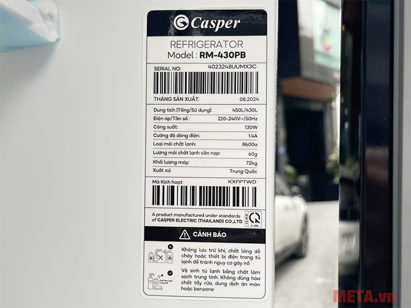 Tủ lạnh Casper inverter 430 lít RM-430PB