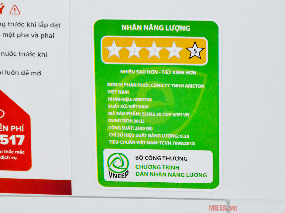 Bình nóng lạnh Ariston SLIM3 30 TOP Wifi VN - 30 lít