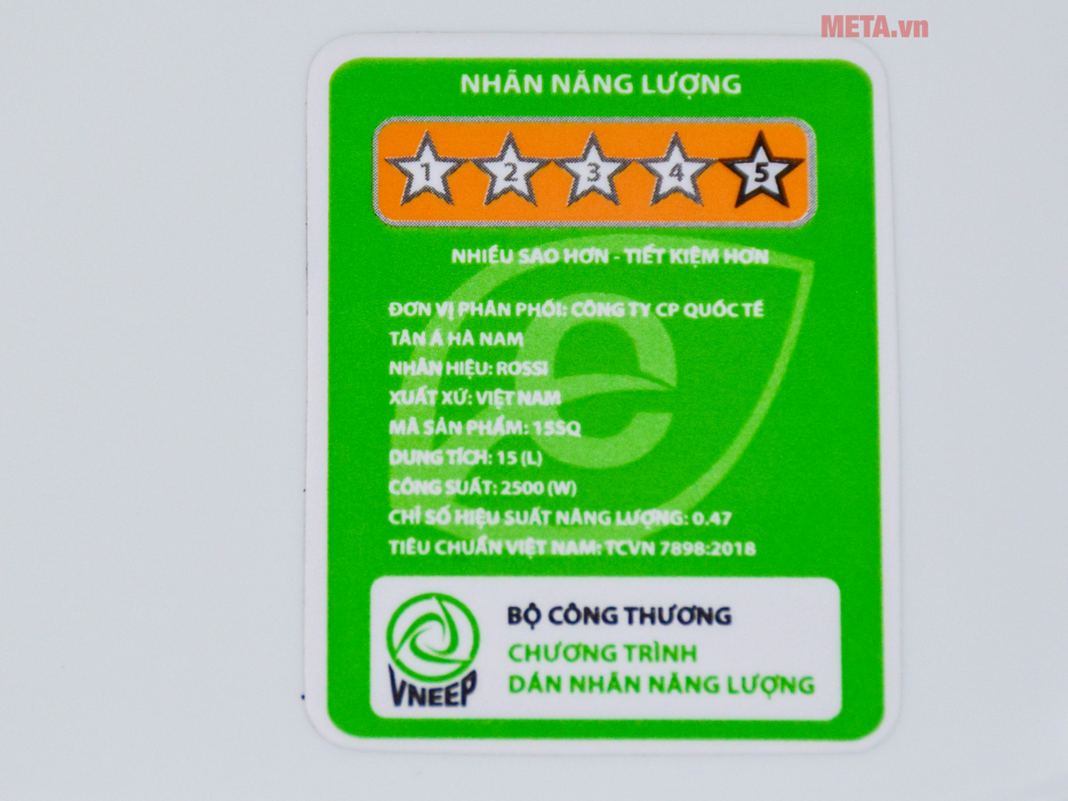 Bình nóng lạnh Rossi Dello RDO-15SQ 15 lít vuông