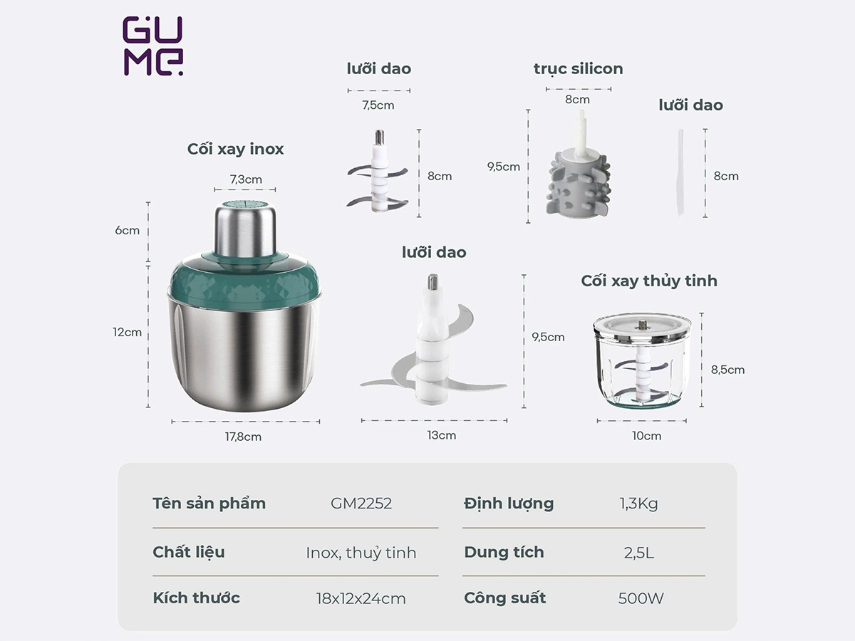 Máy xay thịt đa năng Gume GM-2252