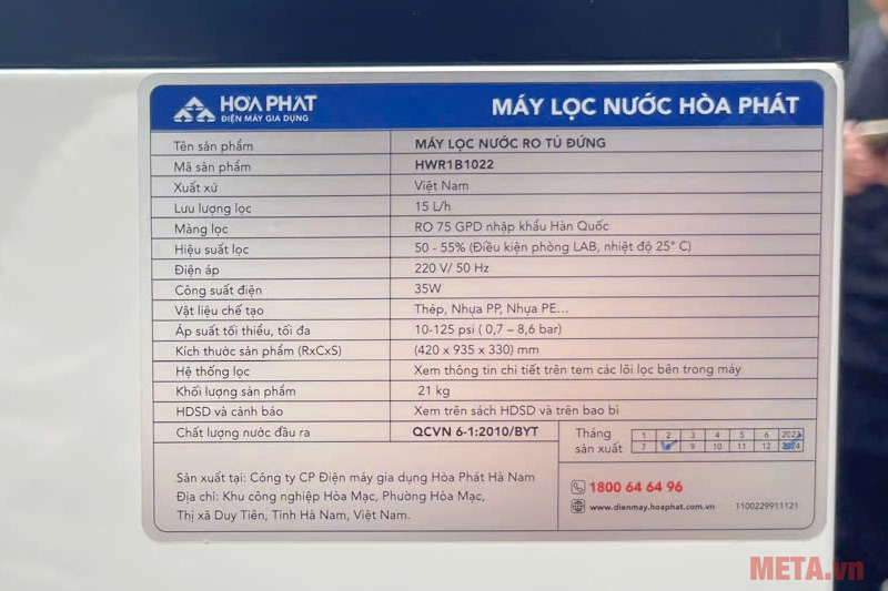 Máy lọc nước RO Hòa Phát HWR1B 1022 10 lõi