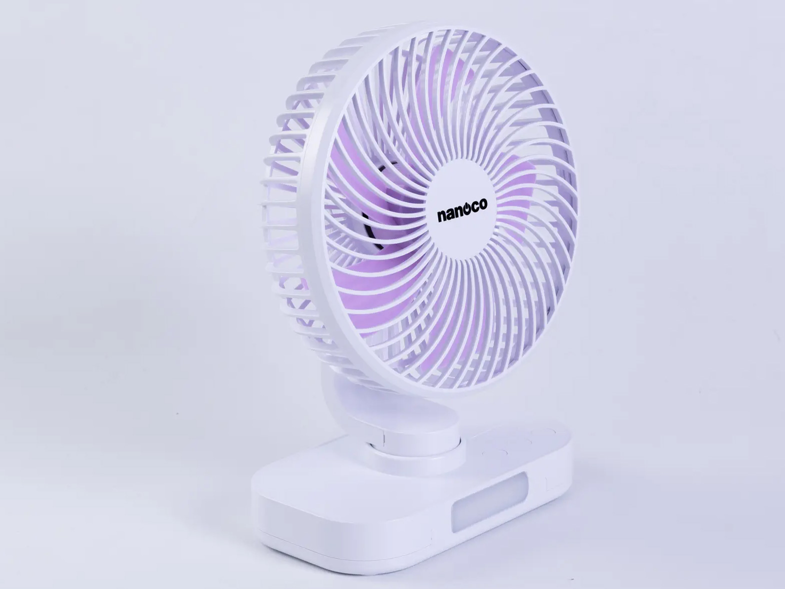 Quạt sạc Nanoco NRF6219W (15cm, 6W, có xoay, đèn)