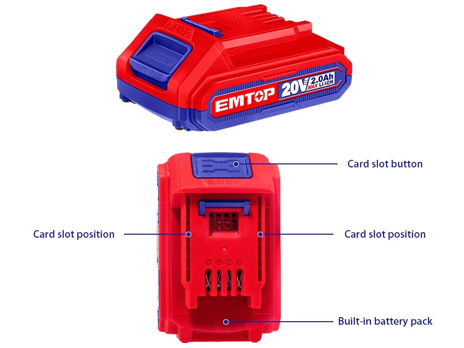 Pin Lithium 20V 2AH Emtop EBPK20011