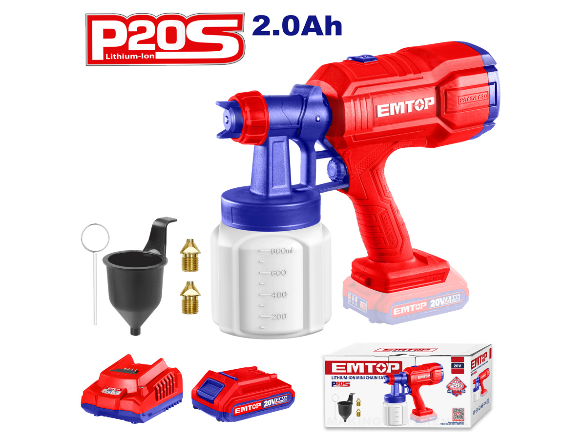 Máy phun sơn dùng pin 20V Emtop ELSG20256