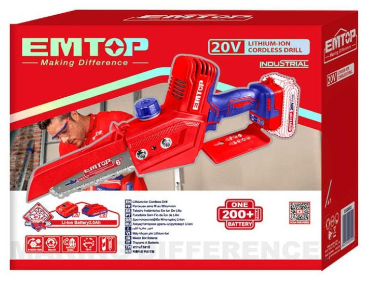 Máy cắt cành dùng pin 20V Emtop ELGA2068 (chưa pin, sạc)