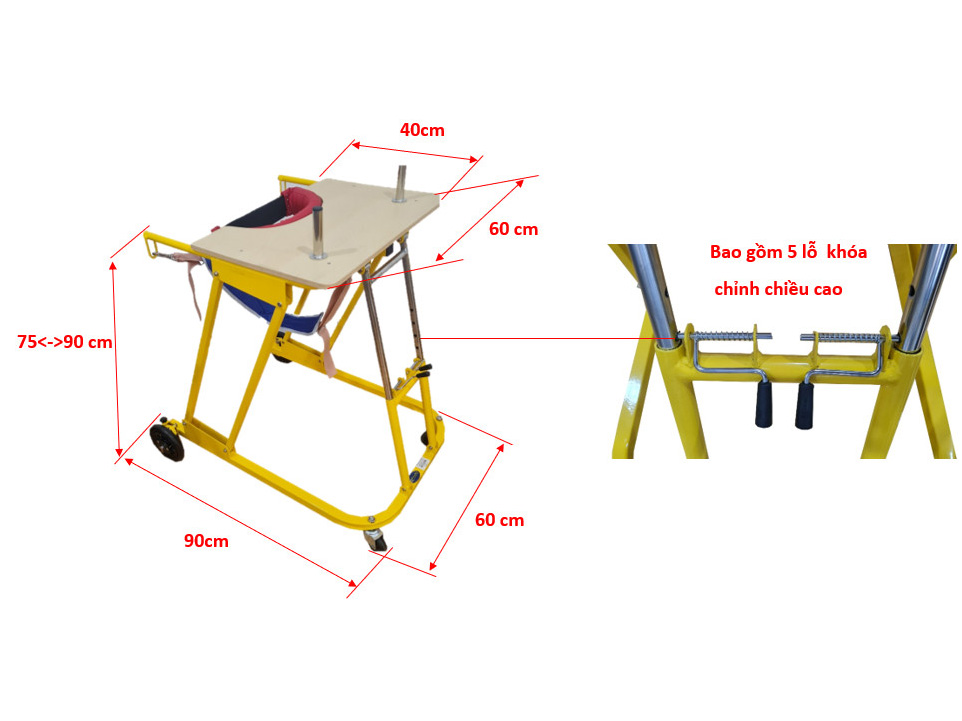 Khung tập đi trẻ bại não có đai nâng đỡ lớn PN43.3