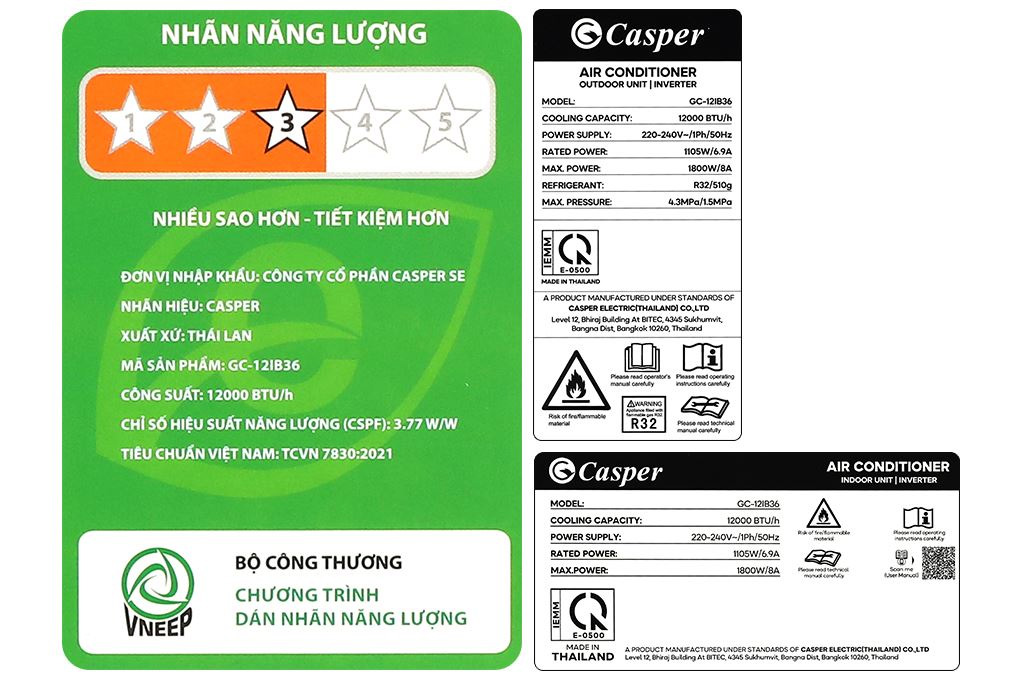 Máy lạnh Casper Inverter 1.5HP GC-12IB36