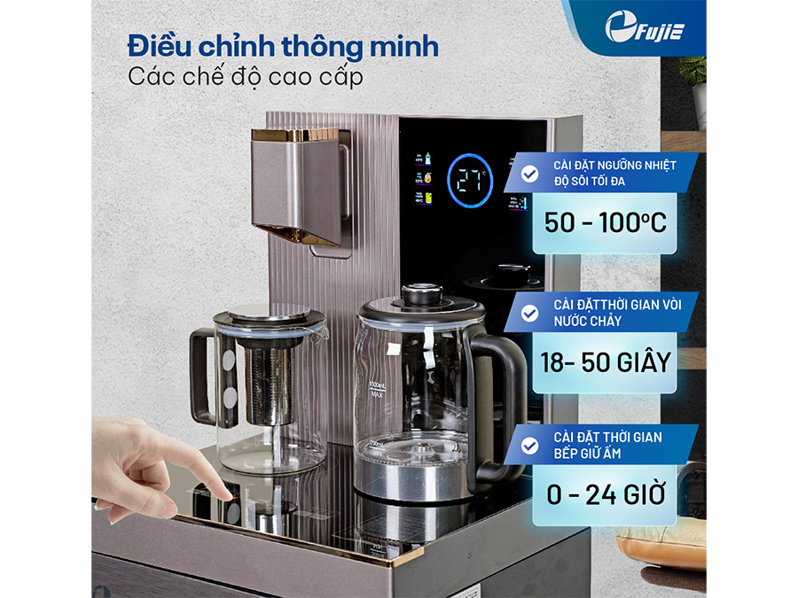 Cây nước nóng lạnh bàn trà có ngăn khử khuẩn UV FujiE TB238UV