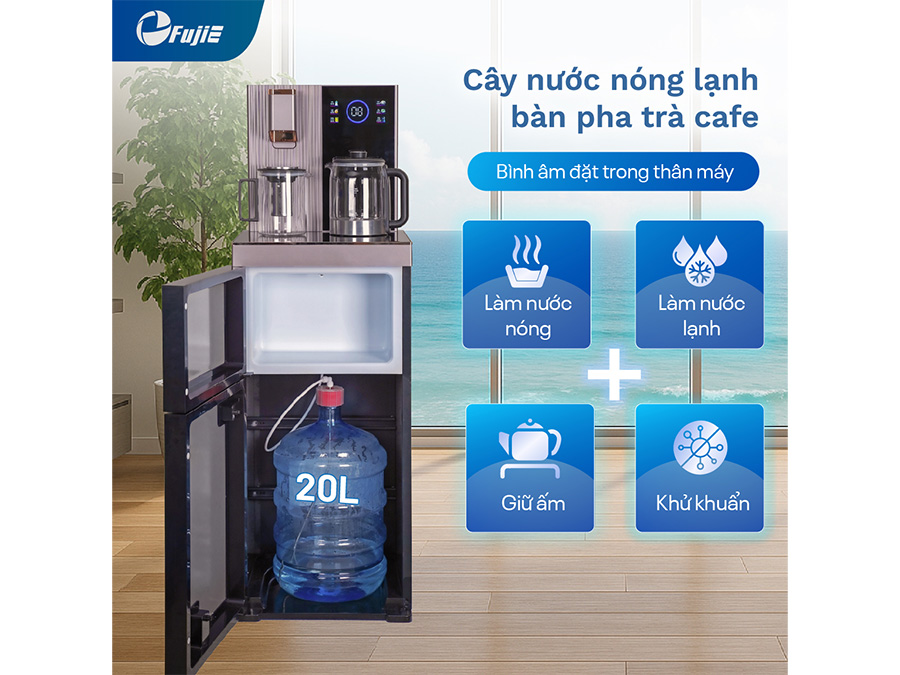 Cây nước nóng lạnh bàn trà có ngăn khử khuẩn UV FujiE TB238UV