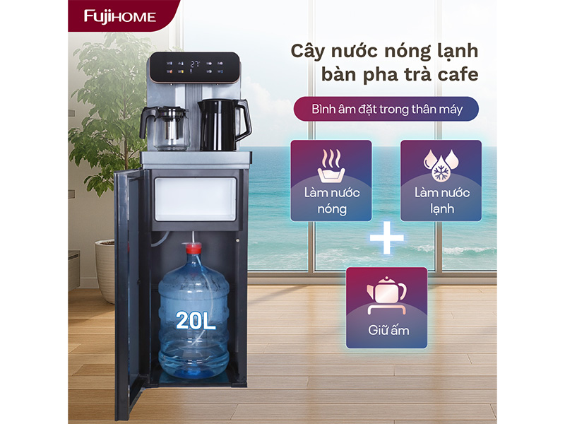 Cây nước nóng lạnh kết hợp bàn pha trà, cafe Fujihome TB243A