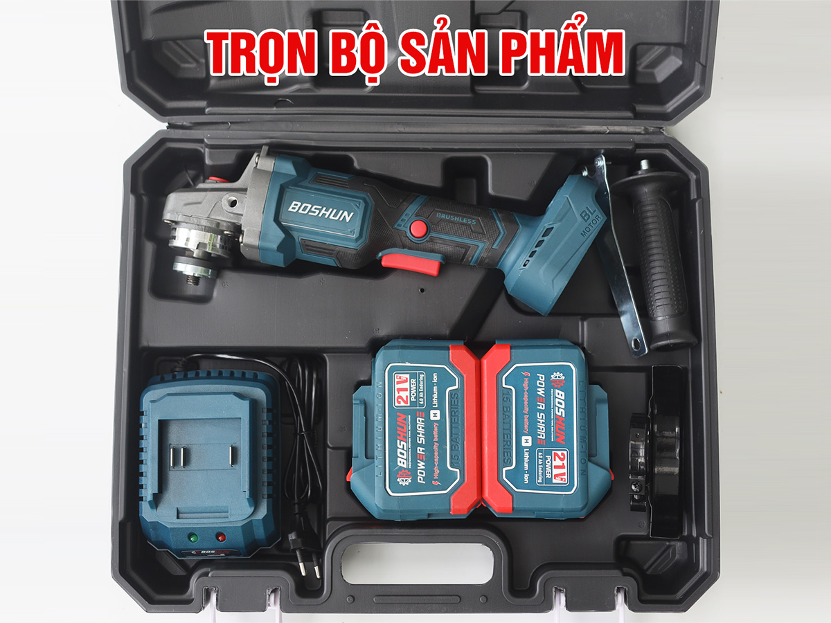 Máy mài, cắt dùng pin Boshun BS-AG100BL - Công tắc bóp