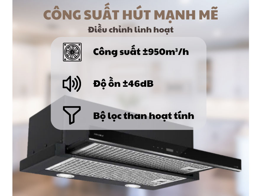 Máy hút mùi âm tủ GrandX GX H60F58B