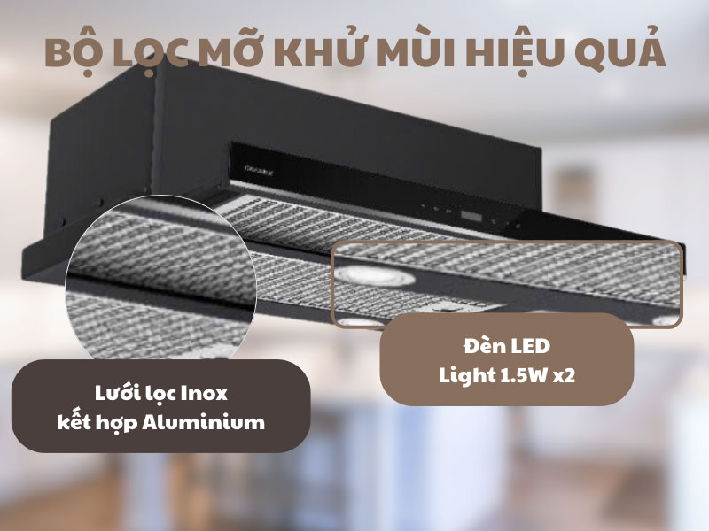 Máy hút mùi âm tủ GrandX GX H60F58B