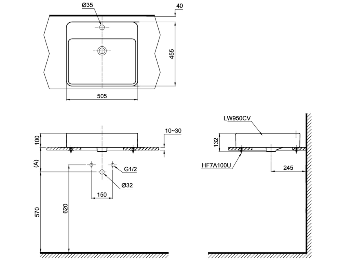Chậu Lavabo TOTO LT950C-XW đặt bàn