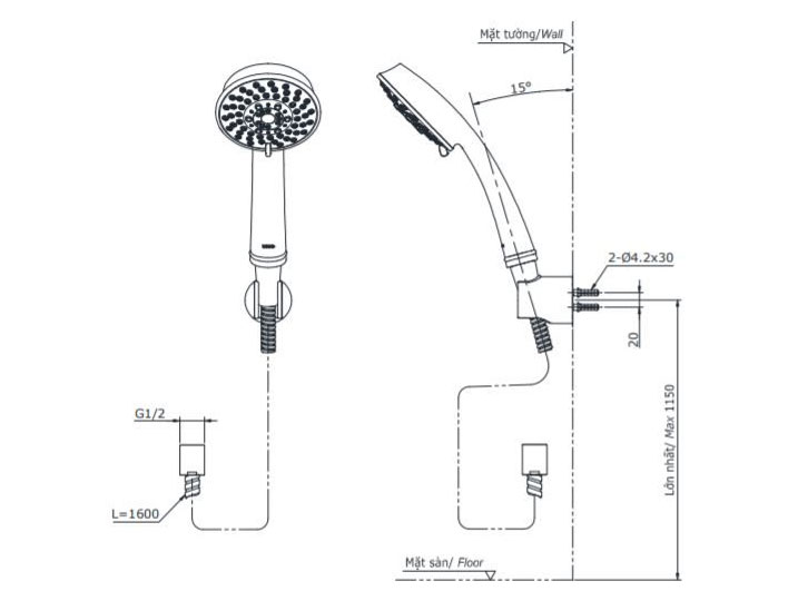 Tay sen Toto TBW03002B massage 5 chế độ