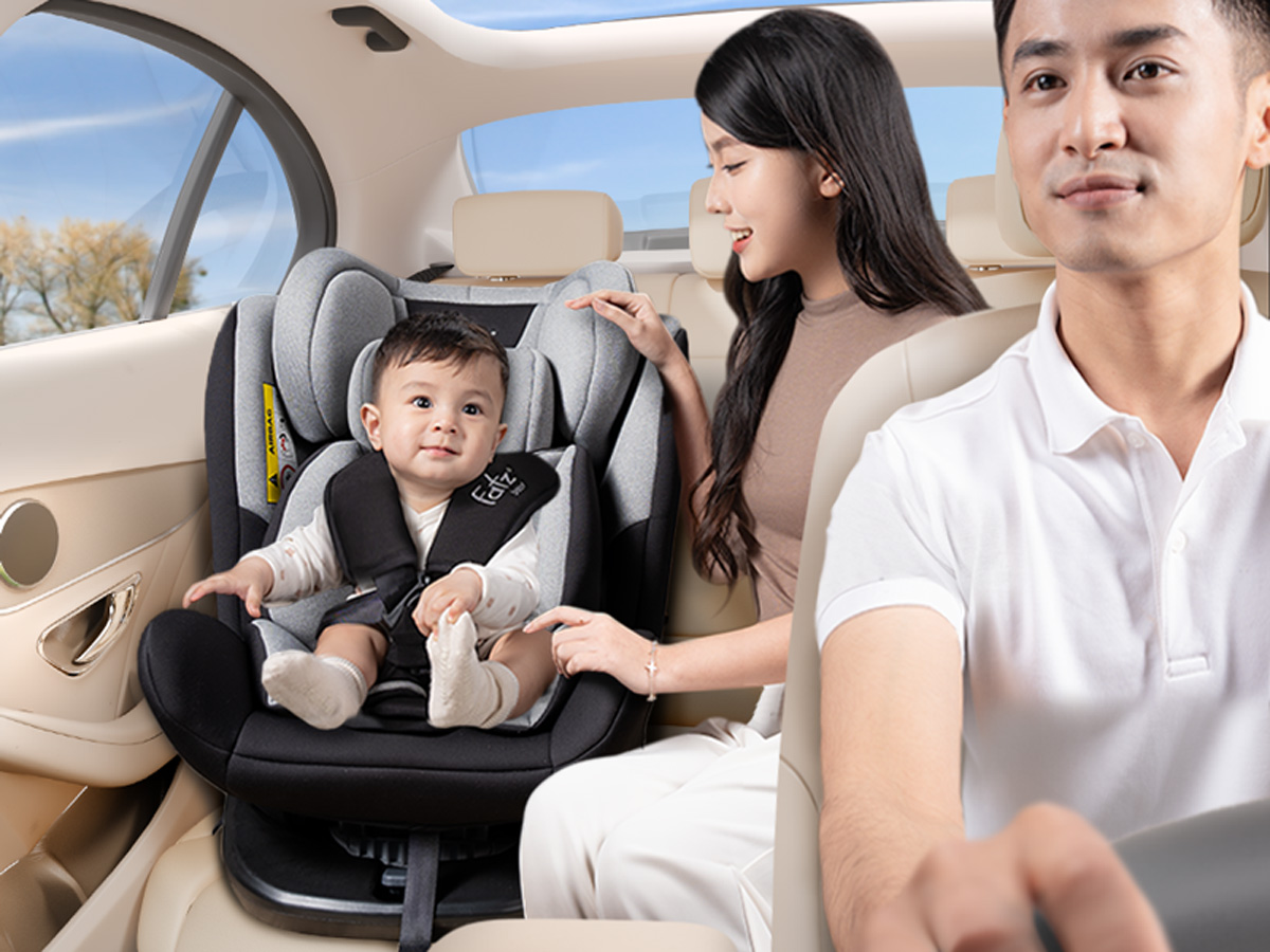 Ghế ngồi ô tô an toàn cho bé xoay 360 độ có Isofix và Top Tether Fatzbaby Protect 1, Model 916