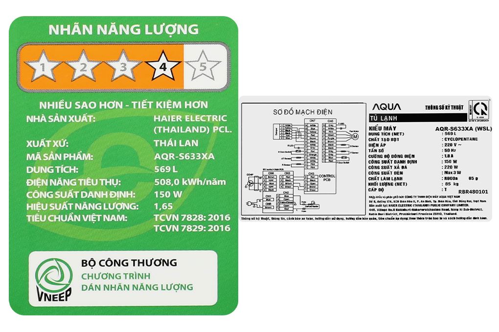 Tủ lạnh Aqua Inverter Side By Side AQR-S633XA(WSL) - 569 lít