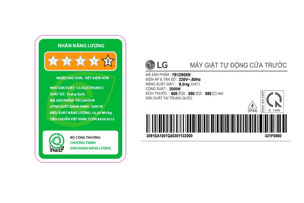 Máy giặt LG Inverter 9kg FB1209S5W