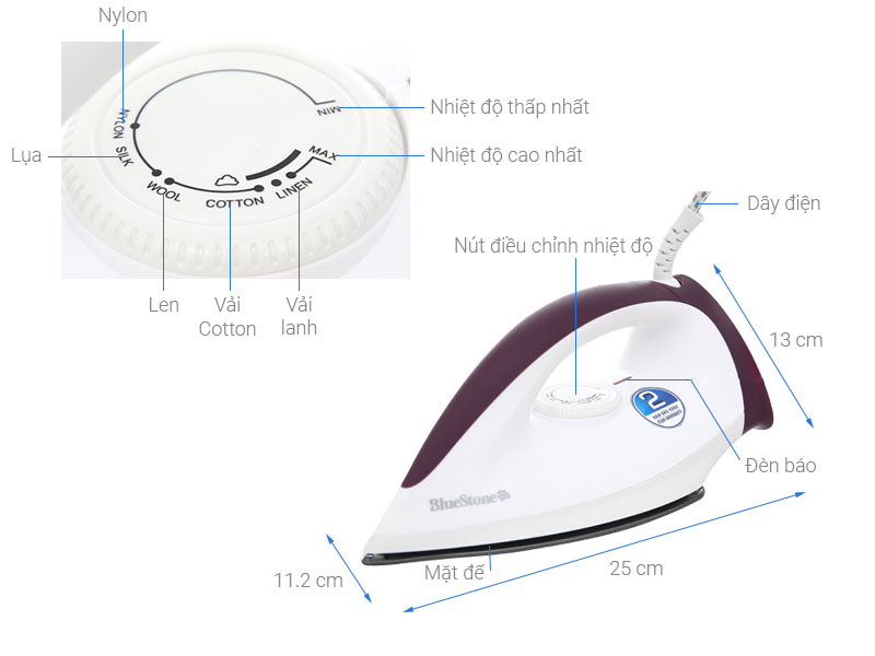 Bàn ủi khô BlueStone DIB-3726 1.300W