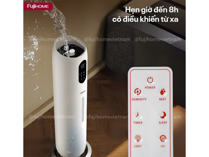Máy tạo ẩm, xông tinh dầu, khử khuẩn UV điều khiển Wifi Fujihome HM10UV-WIFI