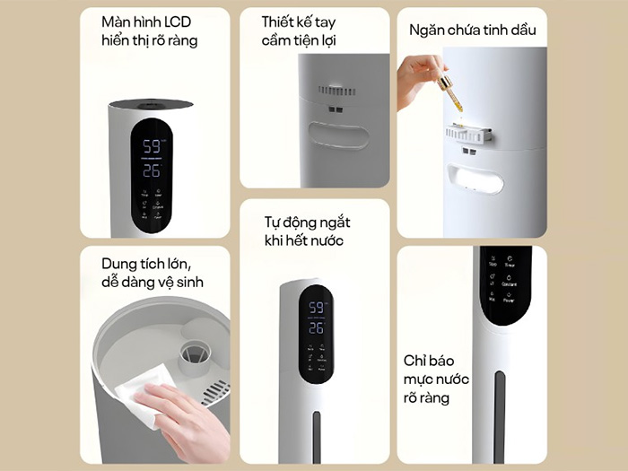 Máy tạo ẩm, xông tinh dầu, khử khuẩn UV điều khiển Wifi Fujihome HM10UV-WIFI