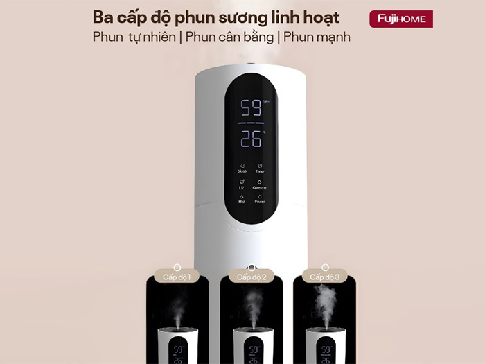 Máy tạo ẩm, xông tinh dầu, khử khuẩn UV điều khiển Wifi Fujihome HM10UV-WIFI