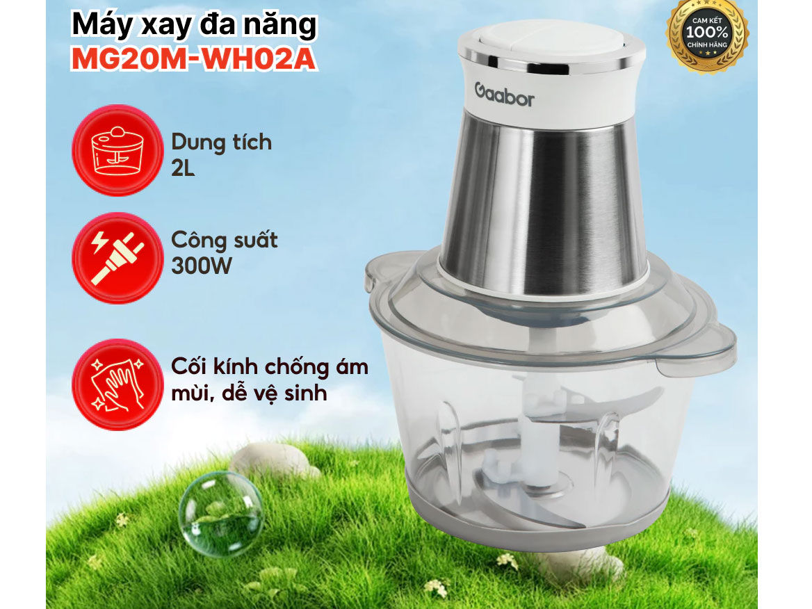 Máy xay thực phẩm đa năng Gaabor GJ-M20A / MG20M-WH02A (2 lít, 300W)