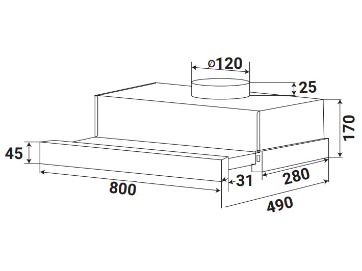 Máy hút mùi âm tủ Kaff KF-TL1008B
