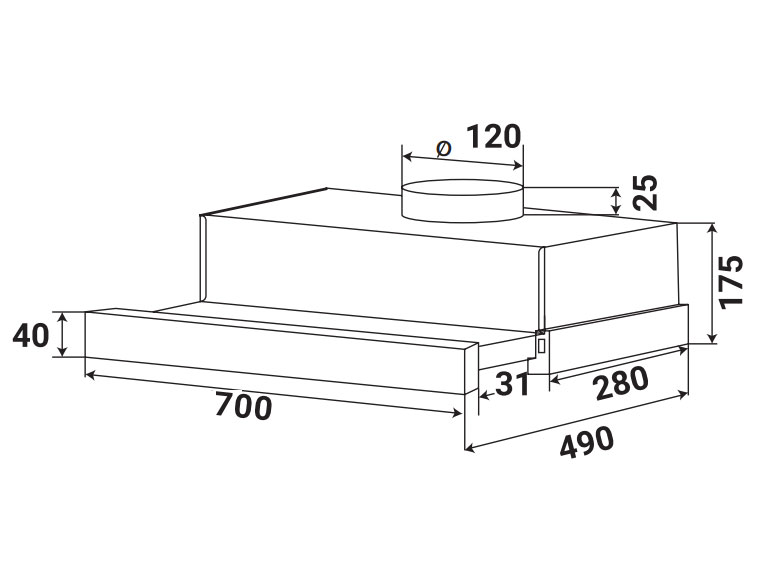 Máy hút mùi âm tủ Kaff KF-TL70H