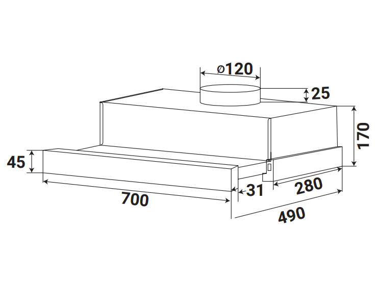 Máy hút mùi âm tủ Kaff KF-TL1007B