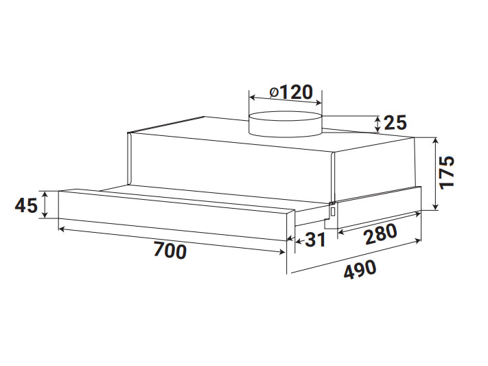 Máy hút mùi âm tủ Kaff KF-TL7001W