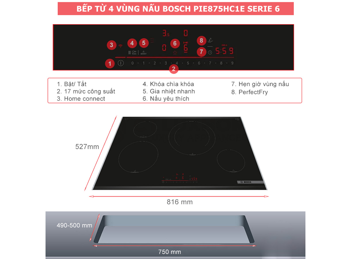 Bếp từ Bosch PIE875HC1E serie 6