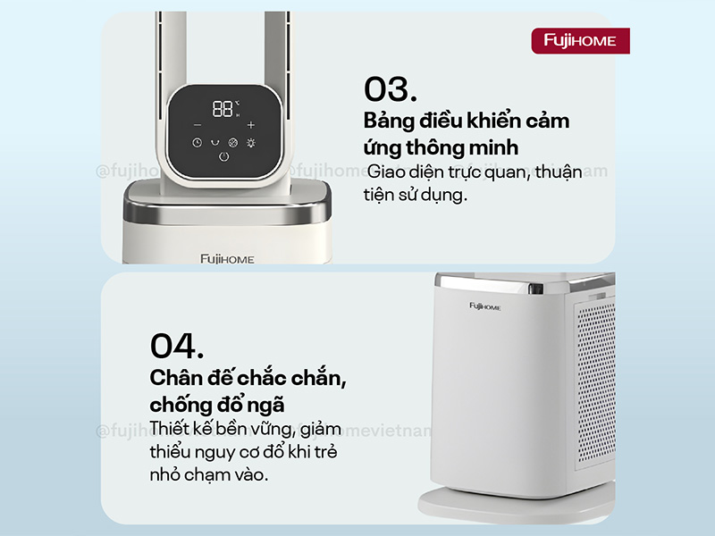 Quạt không cánh lọc không khí Fujihome BF-05R-HEPA