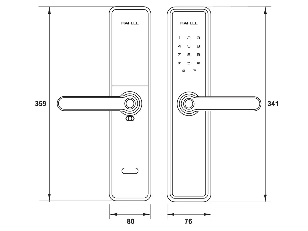 Khóa điện tử Hafele DL7600 (912.20.231) - Màu đồng