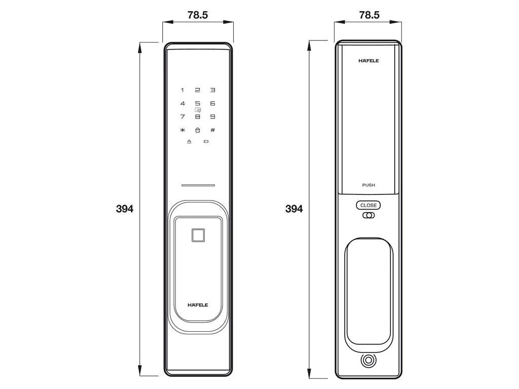 Khóa điện tử Hafele PP8100 (912.20.261) - Màu đồng