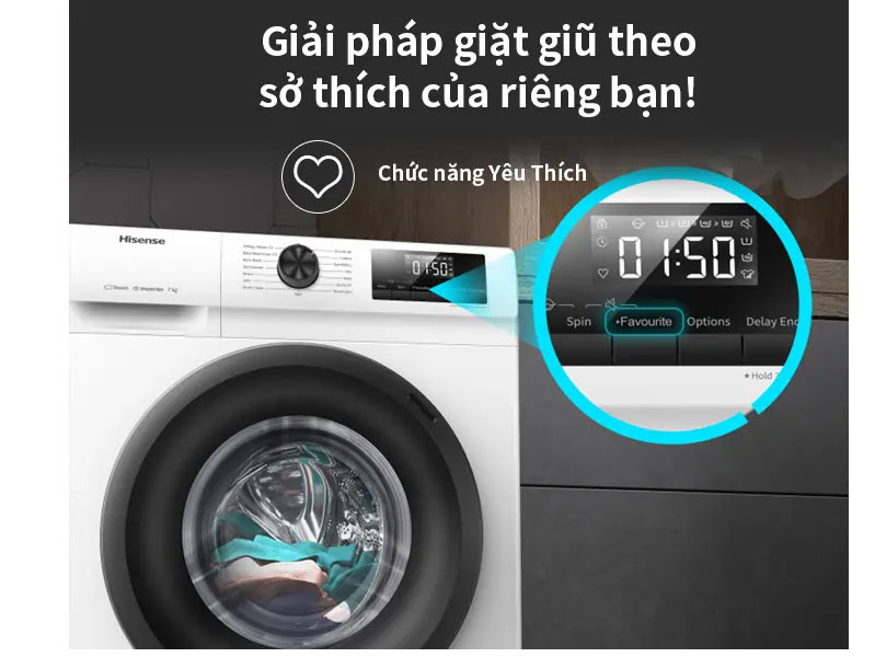 Máy giặt sấy Hisense Inverter WD90N1Y (giặt 9kg, sấy 6kg)